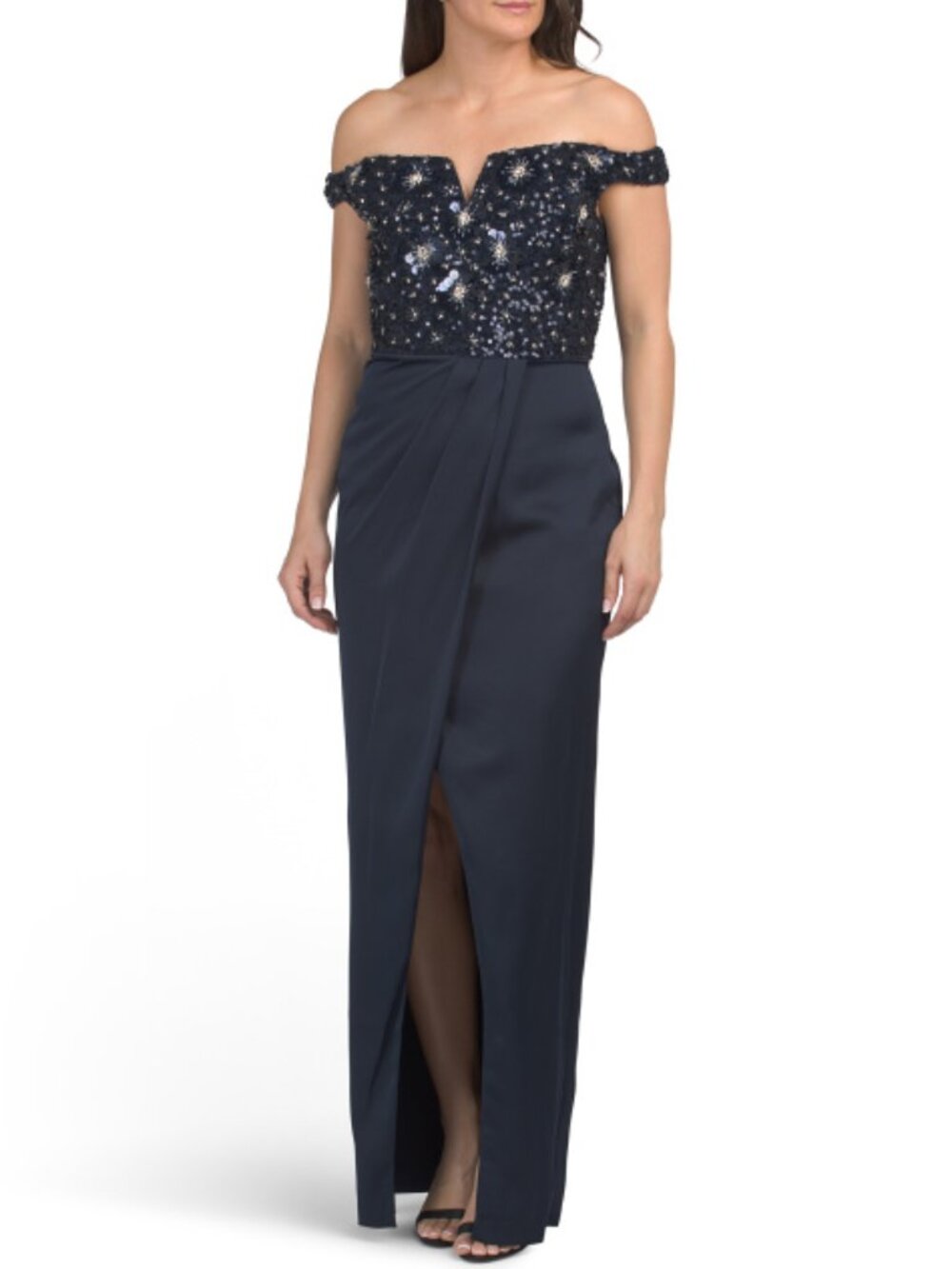 AIDAN MATTOX Beaded Long Gown